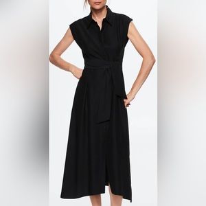 MANGO Black midi shirt dress Size 6